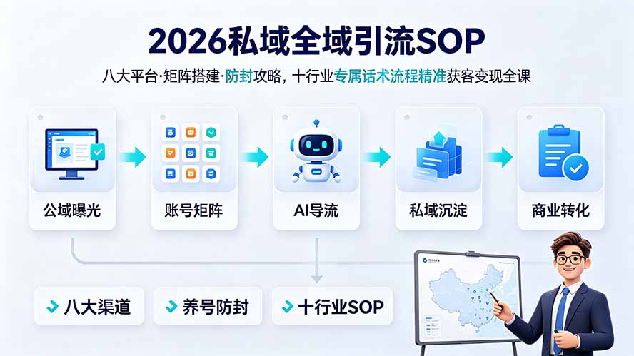 （19248期） 2026私域全域引流SOP｜八大平台·矩阵搭建·防封攻略，十行业专属话术流程精准获客变现全课-小二项目网