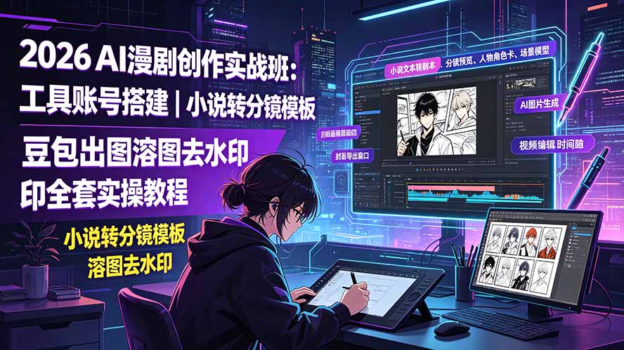 （19433期）2026AI漫剧创作实战班：工具账号搭建｜小说转分镜模板｜豆包出图溶图去水印全套实操教程-小二项目网