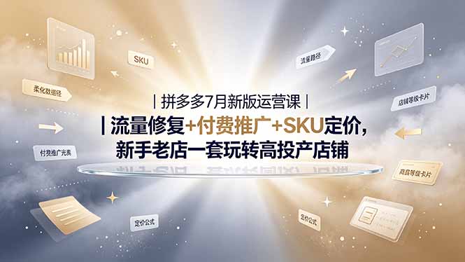 （19167期）2026拼多多掘金运营私教大课-7月，流量推广定价申诉全覆盖，一套打法稳定店铺长期出单-小二项目网