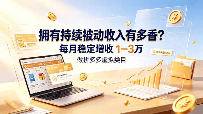 （19141期）拥有持续被动收入有多香？做拼多多虚拟类目，每月稳定增收 1-3 万-小二项目网