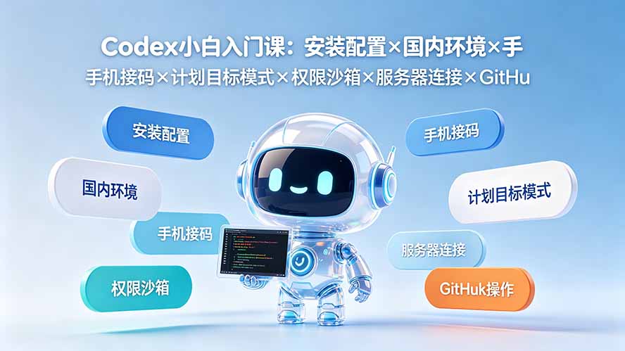（19402期）Codex小白入门课：安装配置×国内环境×手机接码×计划目标模式×权限沙箱×服务器连接×GitHub操作-小二项目网