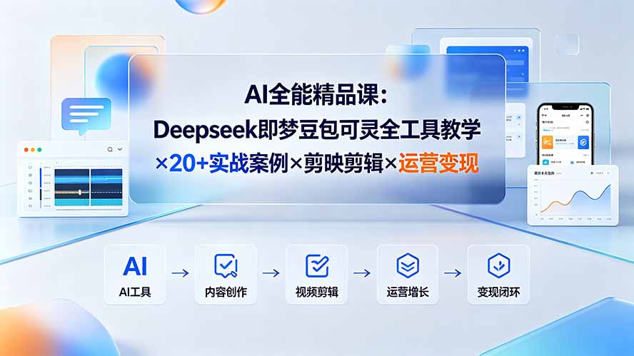 （19278期）AI全能精品课：Deepseek即梦豆包可灵全工具教学×20+实战案例×剪映剪辑×运营变现-小二项目网