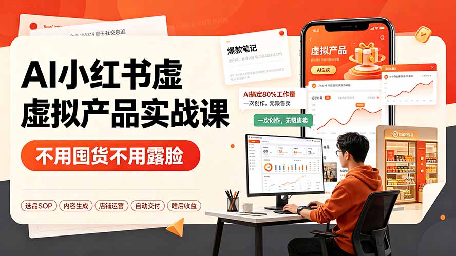 （19314期）AI小红书虚拟产品实战课-更新：不用囤货不用露脸，AI搞定80%工作量，一次创作无限售卖睡后收益-小二项目网