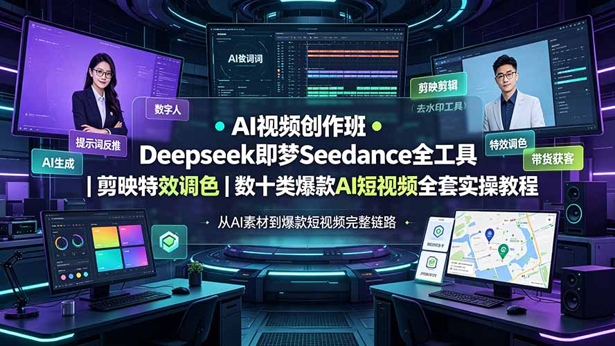 （19454期）AI视频创作班◆Deepseek即梦Seedance全工具｜剪映特效调色｜数十类爆款AI短视频全套实操教程-小二项目网