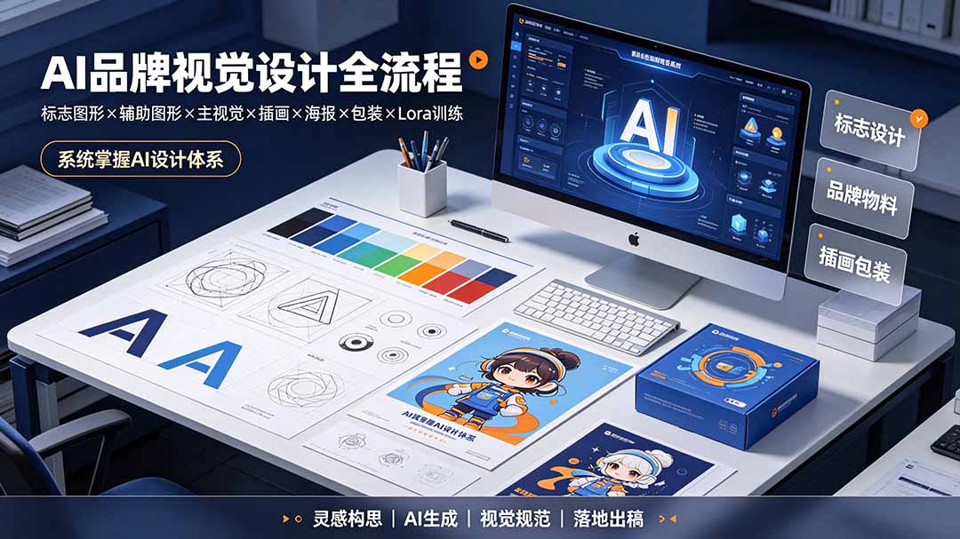 （19372期）AI品牌视觉设计全流程：标志图形×辅助图形×主视觉×插画×海报×包装×Lora训练，系统掌握AI设计体系-小二项目网