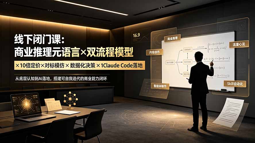 （19381期）线下闭门课：商业推理元语言×双流程模型×10倍定价×对标模仿×数据化决策×Claude Code落地，击穿认知盲区-小二项目网