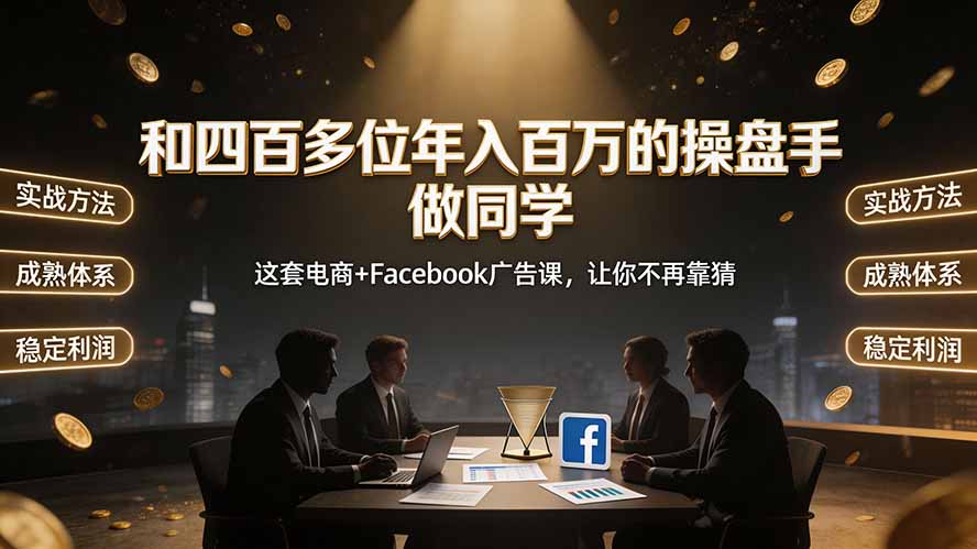 （19592期）和四百多位年入百万的操盘手做同学——这套电商+Facebook广告课，让你不再靠猜【原创双语字幕】-小二项目网