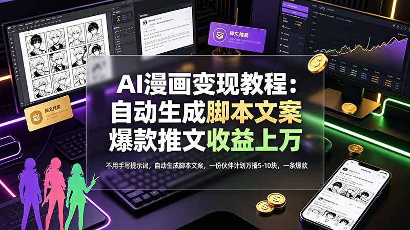 （19170期）AI漫画变现教程：不用手写提示词，自动生成脚本文案，一份伙伴计划万播5-10块，一条爆款推文收益上万-小二项目网