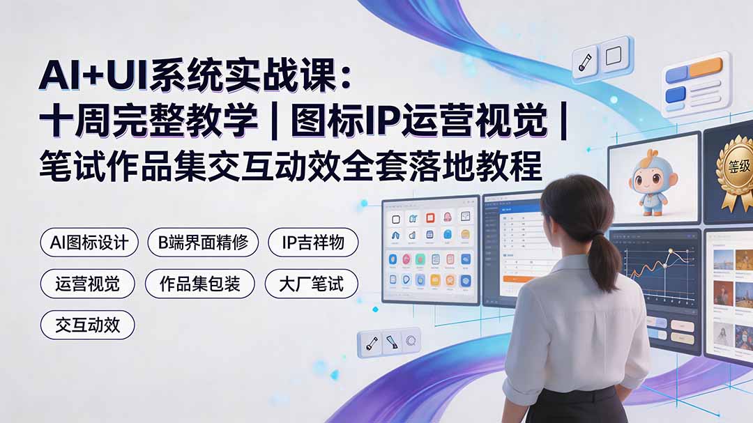 （19378期）AI+UI系统实战课：十周完整教学｜图标IP运营视觉｜笔试作品集交互动效全套落地教程-小二项目网