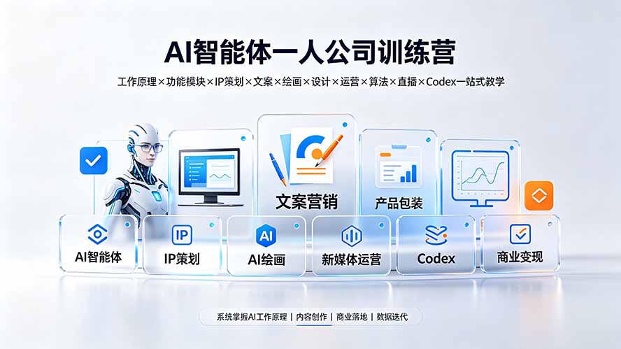 （19502期）AI智能体一人公司训练营：工作原理×功能模块×IP策划×文案×绘画×设计×运营×算法×直播×Codex一站式教学-小二项目网