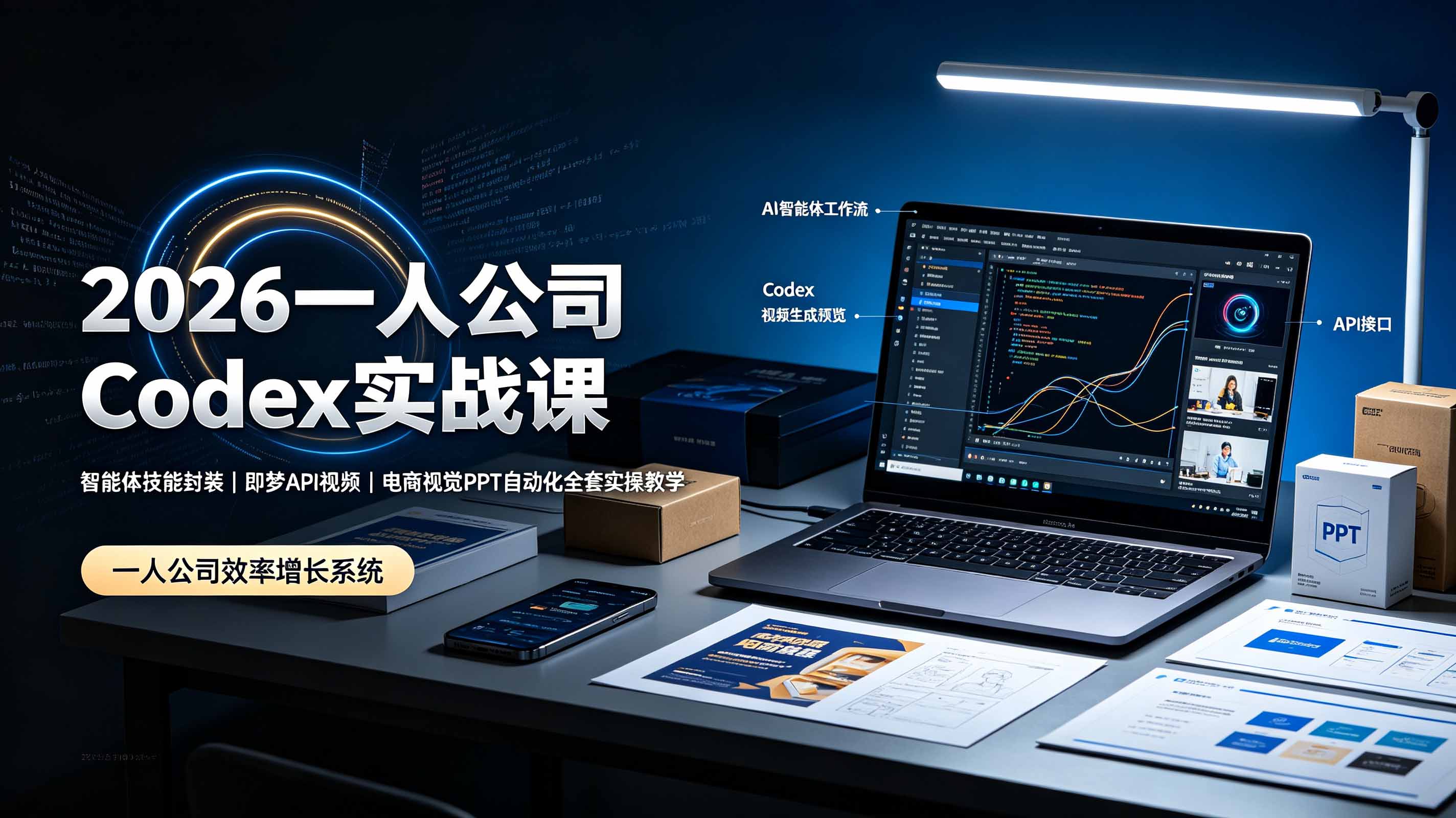 （19503期）2026一人公司Codex实战课◆智能体技能封装｜即梦API视频｜电商视觉PPT自动化全套实操教学-小二项目网