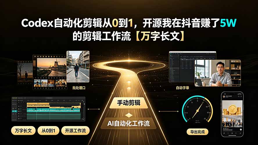 （19504期）Codex自动化剪辑从0到1，开源我在抖音赚了5W 的剪辑工作流【万字长文】-小二项目网