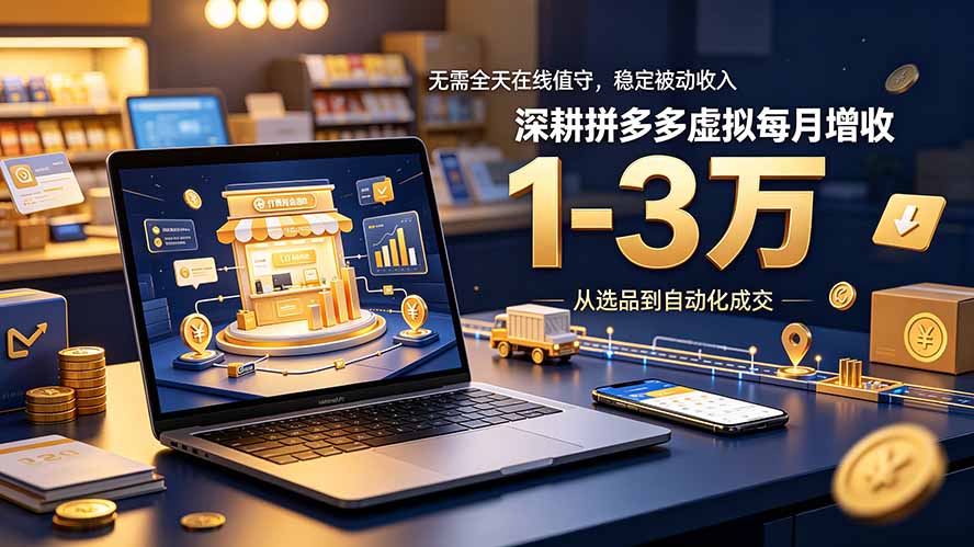 （19326期）无需全天在线值守，稳定被动收入，深耕拼多多虚拟每月增收 1-3 万-小二项目网