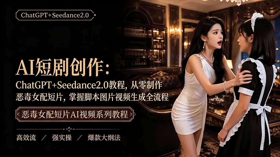 （19545期）AI短剧创作：ChatGPT+Seedance2.0教程，从零制作恶毒女配短片，掌握脚本图片视频生成全流程-小二项目网