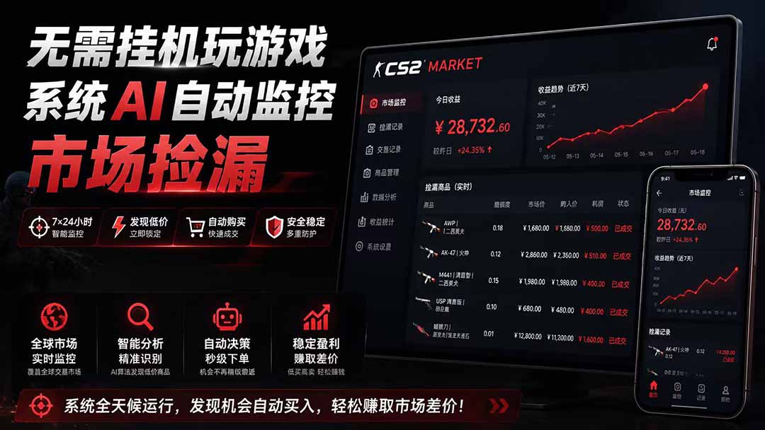 （19555期）系统AI自动监控市场捡漏，不用玩游戏|只需要一部手机|支持任何形式数据验证-小二项目网