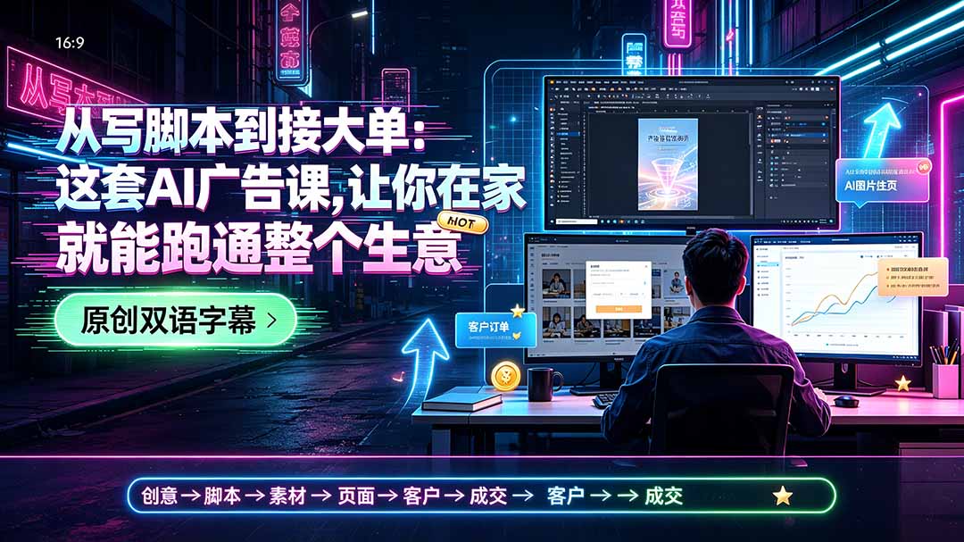 （19318期）从写脚本到接大单：这套AI广告课，让你在家就能跑通整个生意【原创双语字幕】-小二项目网