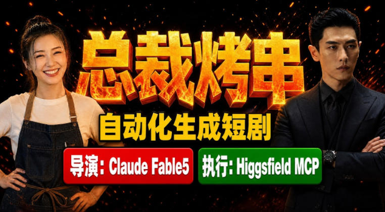 Claude Fable5担任导演+Higgsfield MCP落地执行｜《总裁烤串》真人质感短剧全自动AI生成全流程教学-小二项目网