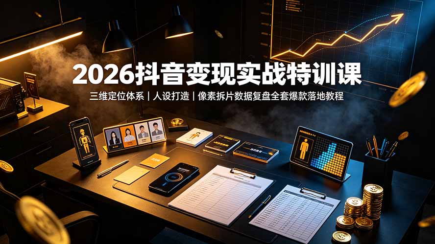 （19419期）2026抖音变现实战特训课：三维定位体系｜人设打造｜像素拆片数据复盘全套爆款落地教程-小二项目网