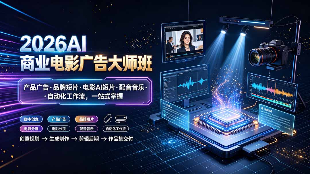 （19303期）2026AI商业电影广告大师班：产品广告·品牌短片·电影AI短片·配音音乐·自动化工作流，一站式掌握-小二项目网