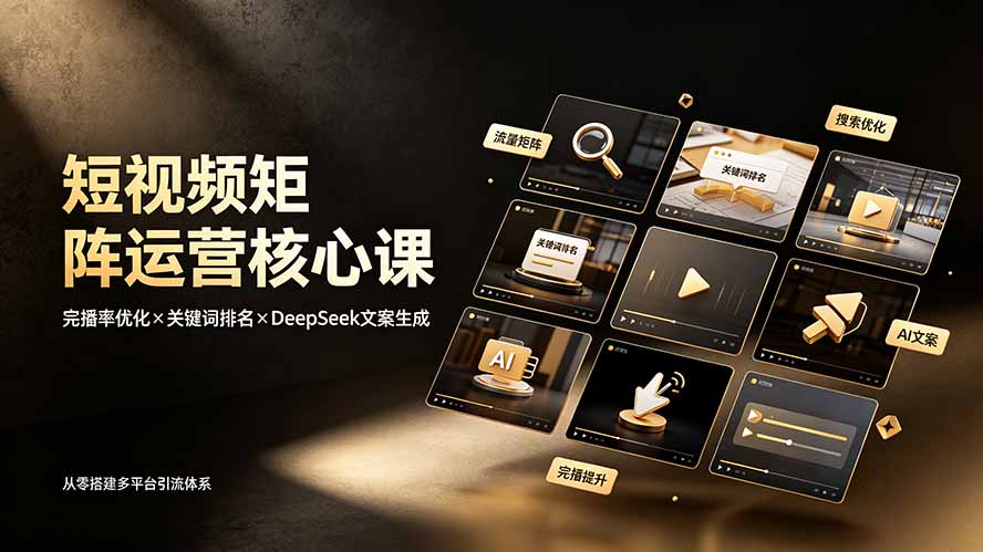 （19259期）短视频矩阵运营核心课：完播率优化×关键词排名×DeepSeek文案生成，从零搭建多平台引流体系-小二项目网