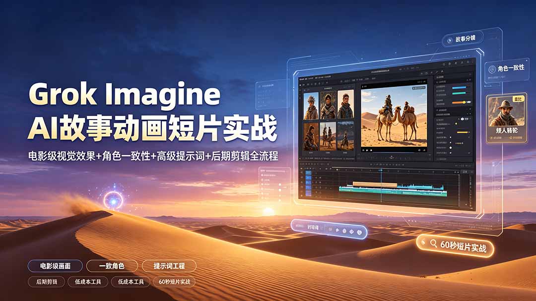 （19305期）Grok Imagine AI故事动画短片实战：电影级视觉效果+角色一致性+高级提示词+后期剪辑全流程-小二项目网