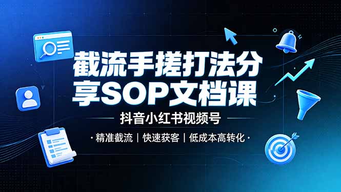 （19202期）截流手搓打法分享SOP文档课，抖音小红书视频号丨精准截流，快速获客，低成本高转化-小二项目网