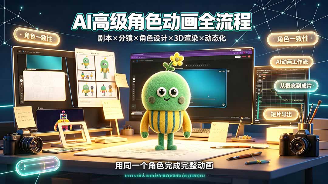 （19304期）AI高级角色动画全流程：剧本×分镜×角色设计×3D渲染×动态化，从概念到成片一站式教学-小二项目网