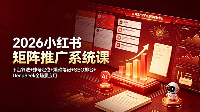 （19129期）2026小红书矩阵推广系统课：平台算法+账号定位+爆款笔记+SEO排名+DeepSeek全场景应用-小二项目网