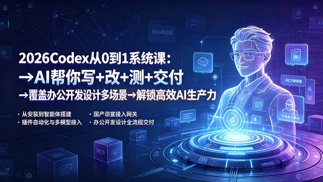 （19461期）2026Codex从0到1系统课：→AI帮你写+改+测+交付→覆盖办公开发设计多场景→解锁高效AI生产力-小二项目网