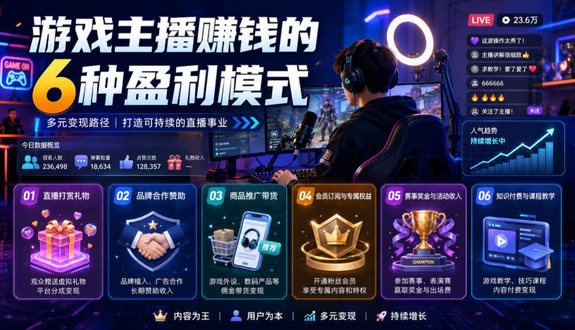 付费文章：游戏主播賺钱的6种盈利模式-小二项目网