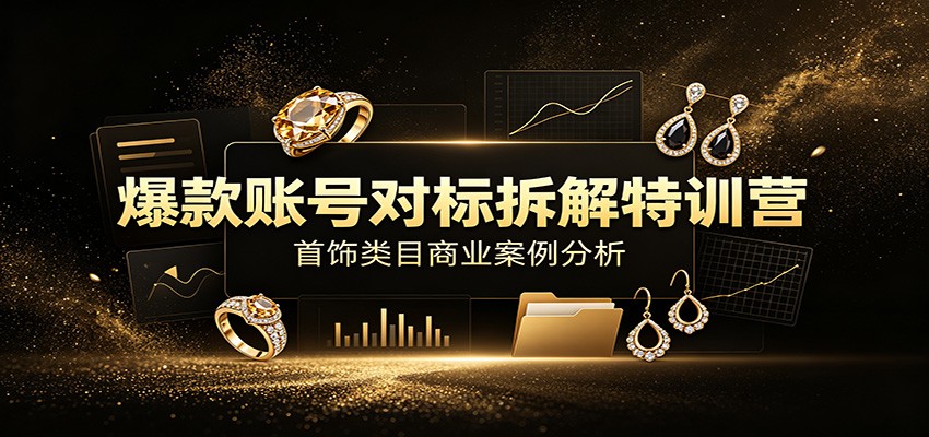爆款账号对标拆解特训营：首饰类目商业案例分析，配套完整资料内容-小二项目网