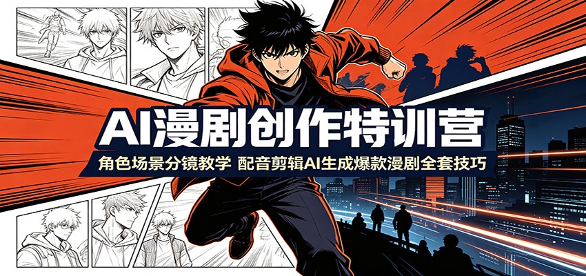 AI漫剧创作特训营：角色场景分镜教学，配音剪辑AI生成爆款漫剧全套技巧-小二项目网