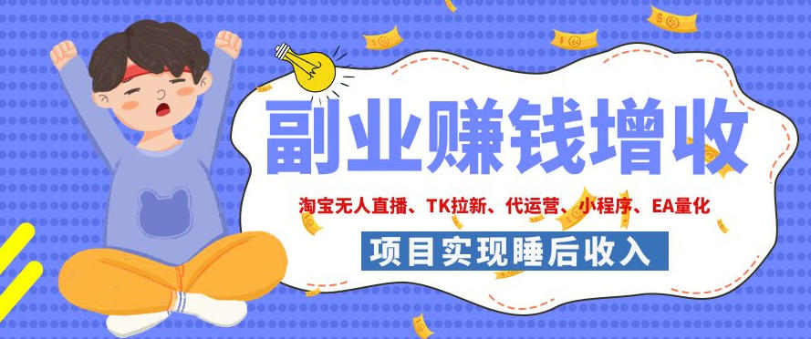 2026年多个真实落地副业项目，手把手带你搭建被动收入管道（淘宝无人直播、海外TK拉新、CSGO饰品交易、去水印小程序等）【揭秘】-小二项目网