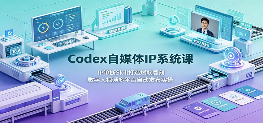 Codex自媒体IP系统课：IP诊断Skill打造爆款复刻，数字人视频多平台自动发布实操-小二项目网