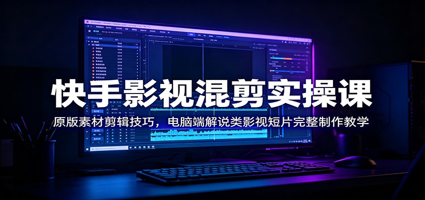 快手影视混剪实操课：原版素材剪辑技巧，电脑端解说类影视短片完整制作教学-小二项目网