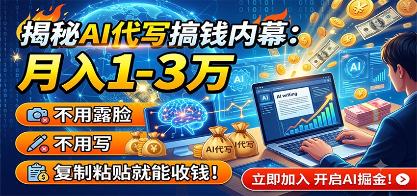 揭秘AI代写搞钱内幕：月入1-3万，不用露脸不用写，复制粘贴就能收钱！-小二项目网