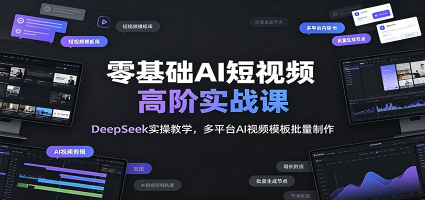 零基础AI短视频高阶实战课：DeepSeek实操教学，多平台AI视频模板批量制作-小二项目网