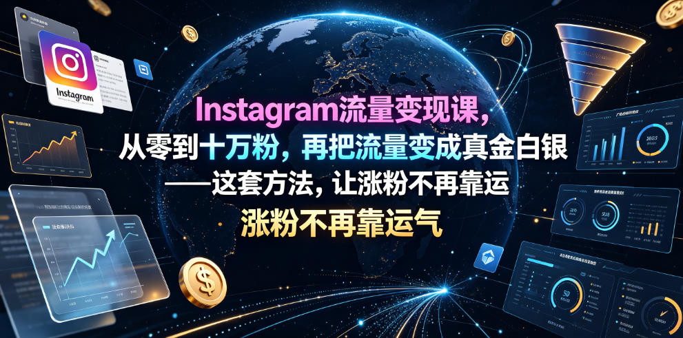 Instagram流量变现课，从零到十万粉，再把流量变成真金白银——这套方法，让涨粉不再靠运气【原创双语字幕】-小二项目网