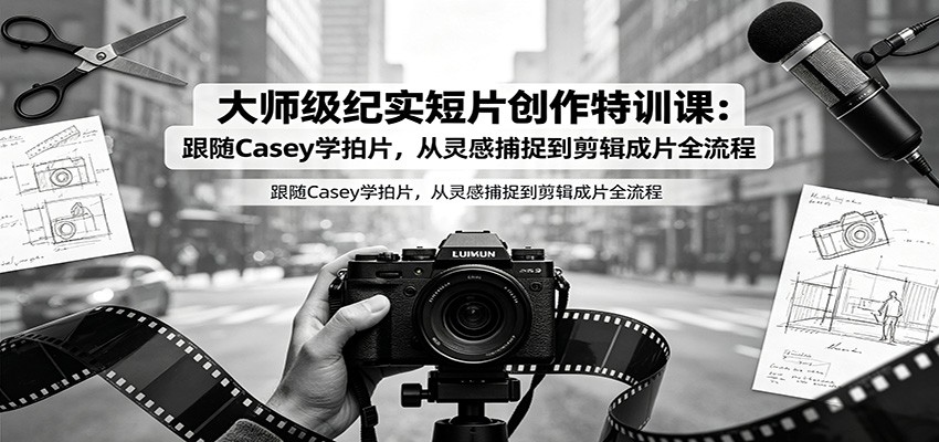 大师级纪实短片创作特训课：跟随Casey学拍片，从灵感捕捉到剪辑成片全流程-小二项目网