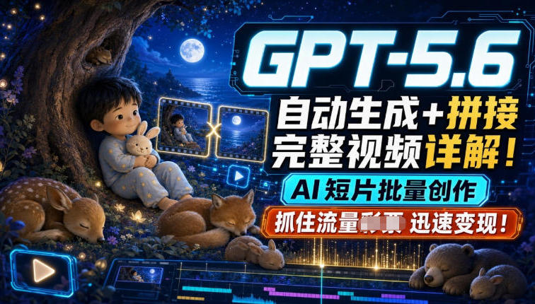 GPT-5.6自动生成＋拼接完整视频详解，AI短片批量创作，抓住流量迅速变现！-小二项目网