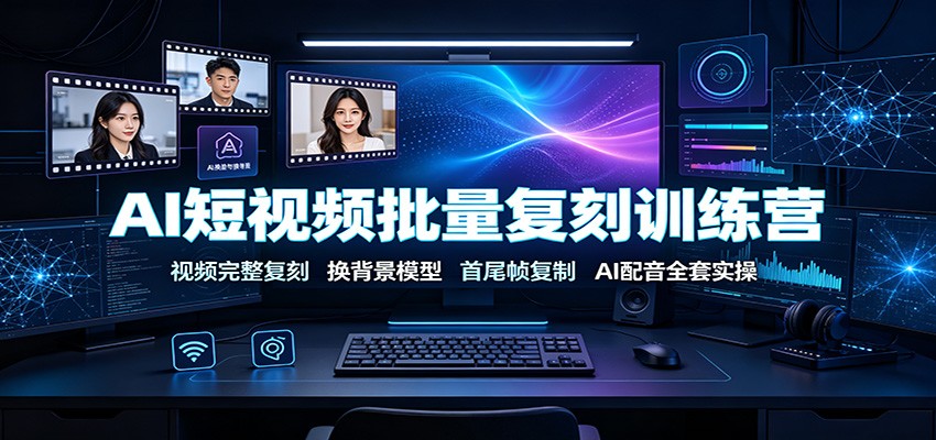 AI短视频批量复刻训练营：视频完整复刻，换背景模型、首尾帧复制、AI配音全套实操-小二项目网