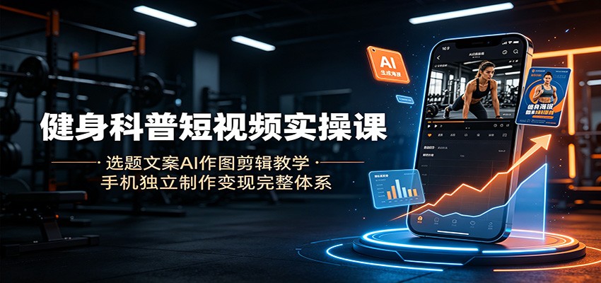 健身科普短视频实操课：选题文案AI作图剪辑教学，手机独立制作变现完整体系-小二项目网