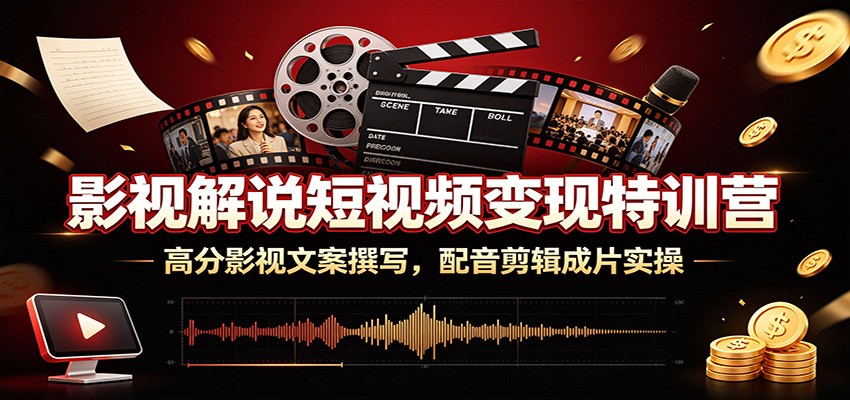 影视解说短视频变现特训营：高分影视文案撰写，配音剪辑成片实操-小二项目网