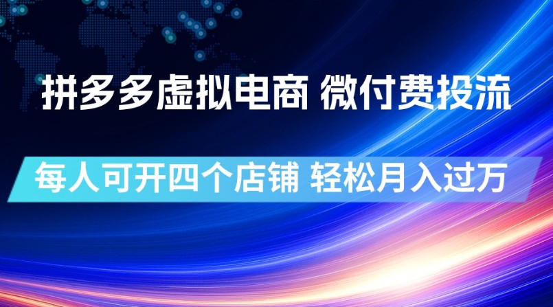 拼多多虚拟电商，微付费投流玩法，每人可开四个店，轻松月入过1W【揭秘】-小二项目网