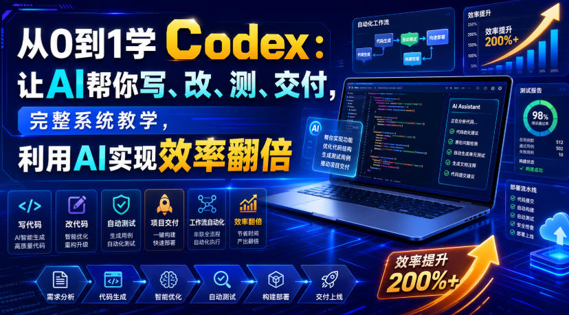 从0到1学Codex：让AI帮你写、改、测、交付，完整系统教学，利用AI实现效率翻倍-小二项目网