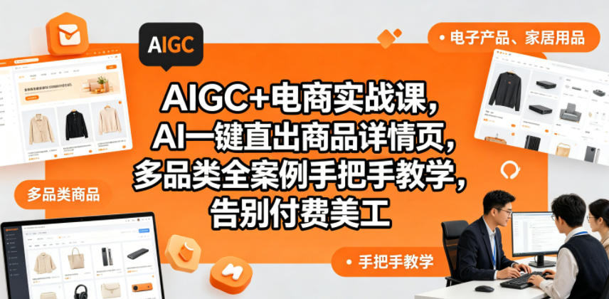 AIGC+电商实战课，AI一键直出商品详情页，多品类全案例手把手教学，告别付费美工（更新0704）-小二项目网