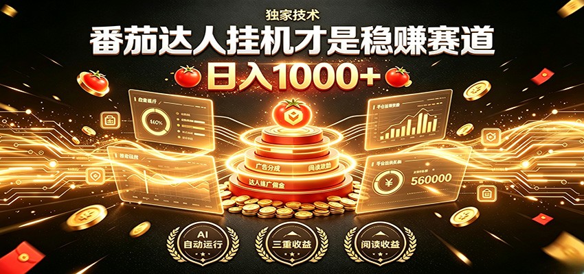 别再瞎找副业！番茄达人挂机才是稳赚赛道 日入1000+-小二项目网