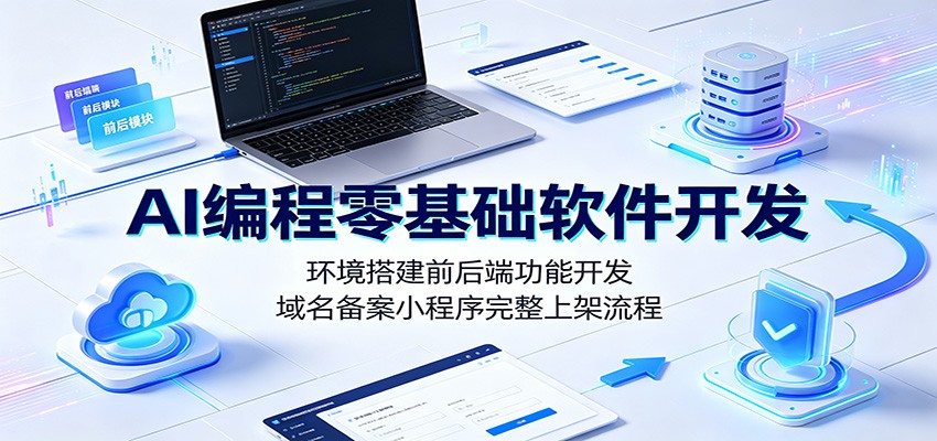AI编程零基础软件开发：环境搭建前后端功能开发，域名备案小程序完整上架流程-小二项目网