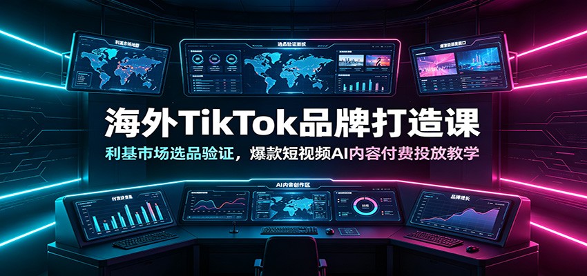 海外TikTok品牌打造课：利基市场选品验证，爆款短视频AI内容付费投放教学-小二项目网