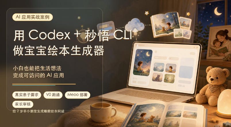 AI应用实战案例，用Codex+秒悟CLl做宝宝绘本生成器，小白也能把生活想法变成可访问的AI应用-小二项目网